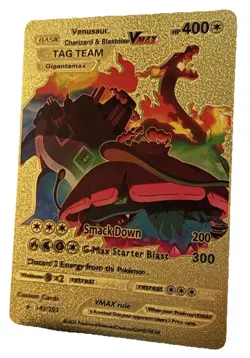 Pokemon Venusaur VMAX Gold Full Art Foil 143/203 Custom Cards HP400 EN 2020 - Image 1