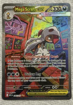Mega Scrafty ex 285/217 SIR Ascended Heroes NM Pokemon Card Sir TCG Freshly Pull - Image 1