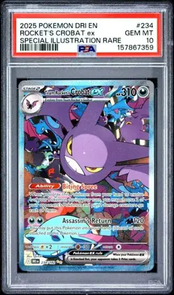 PSA 10 Team Rocket's Crobat EX 234/182 Pokemon Destined Rivals SIR Card - Image 1