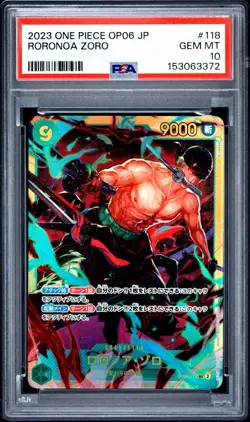 2023 ONE PIECE JAPANESE OP06-WINGS OF THE CAPTAIN #118 RORONOA ZORO PSA 10 - Image 1