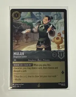 DISNEY SPRINGS EXCLUSIVE - Mulan - Disguised Soldier Lorcana PROMO 38/P3 PLAYSET - Image 2