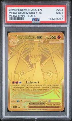 2026 POKEMON ASC EN-ASCENDED HEROES TCG CARDS 294 MEGA CHARIZARD Y EX PSA 9 - Image 1