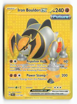 Iron Boulder ex 217/162 Temporal Forces Holo Gold Hyper Rare Pokemon TCG Card NM - Image 1