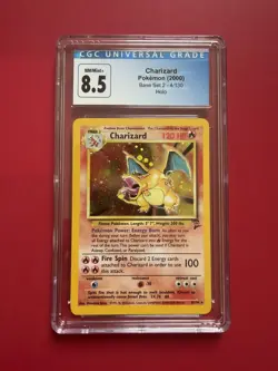 CGC 8.5 Charizard Holo Base Set 2 4/130 Pokemon TCG Card 2000 English Blue Label - Image 1