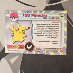 SILVER FOIL Pikachu Red Logo Topps Pokemon TV Animation Edition LP Card - Image 2