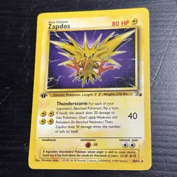 Pokemon TCG Zapdos 30/62 1st Edition Fossil Rare Non-Holo Card 1999 WOTC NM - Image 1