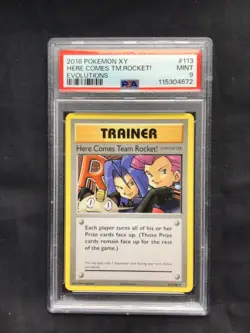 Pokemon Cards: Evolutions Secret Rare: Here Comes Team Rocket 113/108 PSA 9 - Image 1