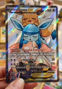 Eevee EX Glaceon Sylveon Hug Holo Full Art Custom Pokemon Card Print - Image 1
