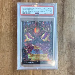 MTG Lord of the Rings Mount Doom #750 Borderless Showcase Serialized Foil PSA 10 - Image 1