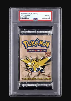 PSA 8 1999 Pokemon Fossil 1st Edition Sealed Booster Pack Zapdos Artwork WOTC - Image 2