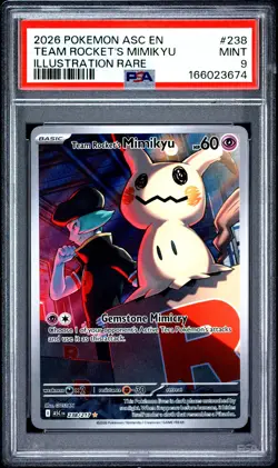 Team Rocket's Mimikyu 238/82 Illustration Rare Ascended Heroes Pokemon PSA 9 - Image 1