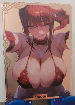 Makima Double Sided Limited Gold Metal Card MXR Goddess Story Waifu #166/200 - Image 3