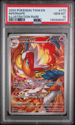 2024 POKEMON TWM EN-TWILIGHT MASQUERADE #173 INFERNAPE ILLUSTRATION RARE PSA 10 - Image 1