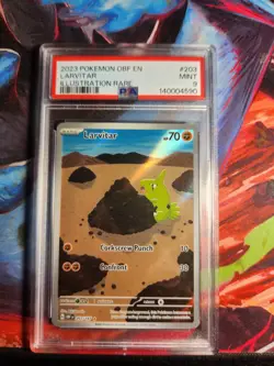 2023 Pokemon PSA 9 Larvitar #203/197 S&V Obsidian Flames Illustration Rare Mint - Image 1