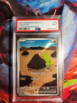 2023 Pokemon PSA 9 Larvitar #203/197 S&V Obsidian Flames Illustration Rare Mint - Image 2