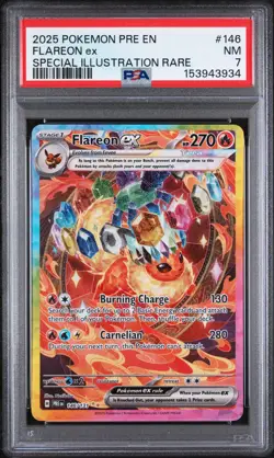 2025 Pokemon Prismatic Evolutions Flareon EX Special Illust Rare PSA 7 #146 - Image 1