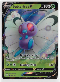 POKEMON TCG SWSH Darkness Ablaze NM RARE Holo #001/189 BUTTERFREE V +FREE US S&H - Image 1
