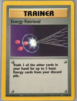 Energy Retrieval 81/102 Uncommon Base Set Unlimited Pokemon Moderately Played - Image 1