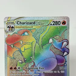 2022 POKEMON SW & SH BRILLIANT STARS #174/172 CHARIZARD VSTAR RAINBOW RARE - Image 2