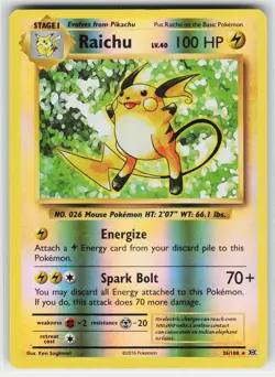 Raichu 36/108 Reverse Holo R Evolutions Pokemon Moderately Played - Image 1