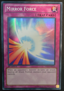 Yugioh Trap Mirror Force YS13-ENV14 Super Rare 1st Edition LP - Image 1