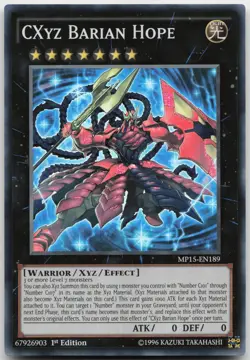 CXyz Barian Hope MP15-EN189 Super Rare 1st Edition Near Mint Yugioh - Image 2