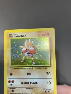 Pokemon TCG Hitmonchan Base Set 7/102 Holo 1999-2000 Wizards Base Set Rare MP/LP - Image 3