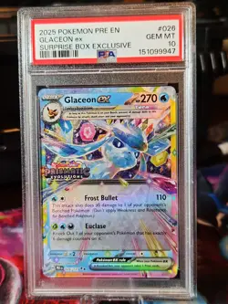 Pokemon TCG: Surprise Box Glaceon ex (Prismatic Evolutions Stamp) 026/131 PSA 10 - Image 1