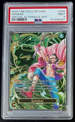 PSA 9 One Piece SP OP10-030 SR - Smoker - Special Rare -EN- Carrying on His Will - Image 1