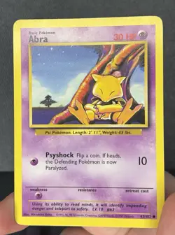 ABRA 43/102 Base Set Non Holo 1999 Pokemon Card Wizards Of The Coast Vintage HP+ - Image 3