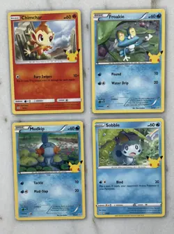 Pokemon Celebrations Promo 4 Card Lot -Froakie, Sobble, Chimchar, Mud-kip, Mint - Image 1