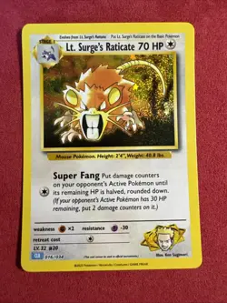 Lt. Surge's Raticate 016/034 Trading Card Game Classic Holo - Image 1