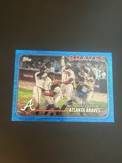 2024 Topps Series 1 #154 Atlanta Braves Team Card Blue Holofoil /999 - Image 1