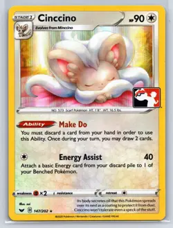 Cinccino 147/202 Rare Prize Pack Series Cards Pokemon Near Mint - Image 1
