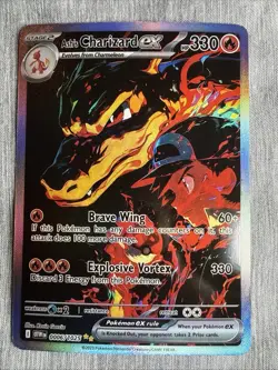 POKEMON Ash Charizard FULL ART HOLO (FAN ART) Textured - Image 1