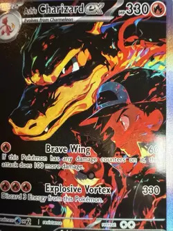 POKEMON Ash Charizard FULL ART HOLO (FAN ART) Textured - Image 2