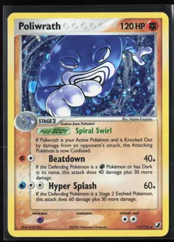 #2 Poliwrath 11/115 EX Unseen Forces 2005 Holo Rare SWIRL Pokemon Card - Image 1