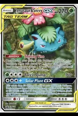 Pokemon TCG Venusaur & Snivy GX Black Star Promo SM229 Holo Card - Image 1
