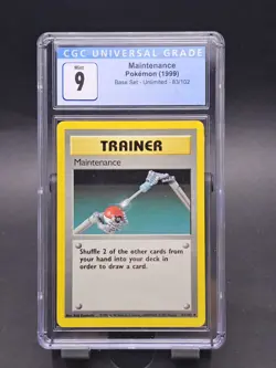 1999 POKEMON TRAINER Maintenance 083/102 Base Set Unlimited CGC 9 Mint - Image 1