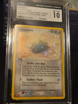 CGC 10 GEM MINT Pokemon TCG Classic Collection Holo Dunsparce CLC 015/034 - Image 1