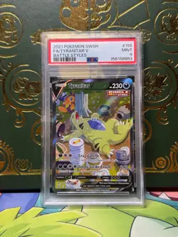 2021 POKEMON SWORD & SHIELD BATTLE STYLES #155 FULL ART TYRANITAR V PSA 9 - Image 1