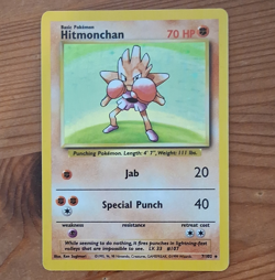 Pokemon TCG Base Set Hitmonchan 7/102 Holo Rare Unlimited English WotC - Image 1