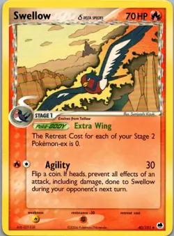 Swellow 40/101 Uncommon Dragon Frontiers Pokemon Lightly Played - Image 1