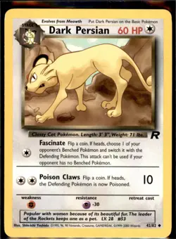 Dark Persian 42/82 Uncommon Team Rocket Pokemon Unlimited Lightly Played - Image 2
