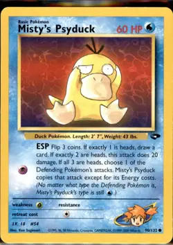 Misty's Psyduck 90/132 Common Gym Challenge Pokemon Unlimited Lightly Played - Image 2
