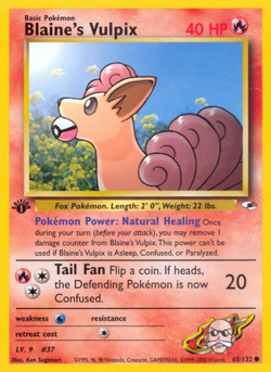 Blaine's Vulpix 65/132 Common Gym Heroes Pokemon Unlimited Lightly Played - Image 1