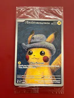 Pokemon Pikachu with Grey Felt Hat SVP 085 Van Gogh Promo Factory Sealed - Image 2