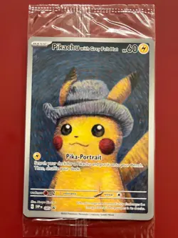 Pokemon Pikachu with Grey Felt Hat SVP 085 Van Gogh Promo Factory Sealed - Image 3