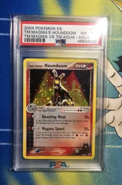 2004 POKEMON EX TM MAGMA VS TM AQUA #10 TEAM MAGMA'S HOUNDOOM HOLO PSA 8 w/Swirl - Image 1