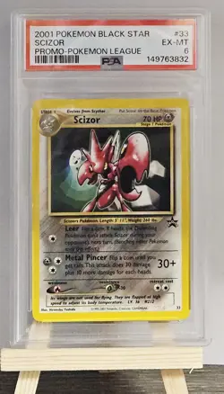 2001 SCIZOR Pokemon Promo Black Star League #33 PSA 6 EX-MT - Image 1